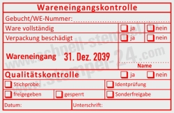 Stempel Wareneingangskontrolle Qualität Gebucht Wareneingangsnummer Identprüfung • 54110 •