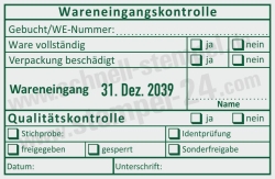 Stempel Wareneingangskontrolle Qualität Gebucht Wareneingangsnummer Identprüfung • 54110 •