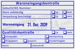 Stempel Wareneingangskontrolle Qualität Gebucht Wareneingangsnummer Identprüfung • 54110 •