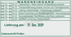 Wareneingangstempel Kennzeichnung Zertifikat • 54120
