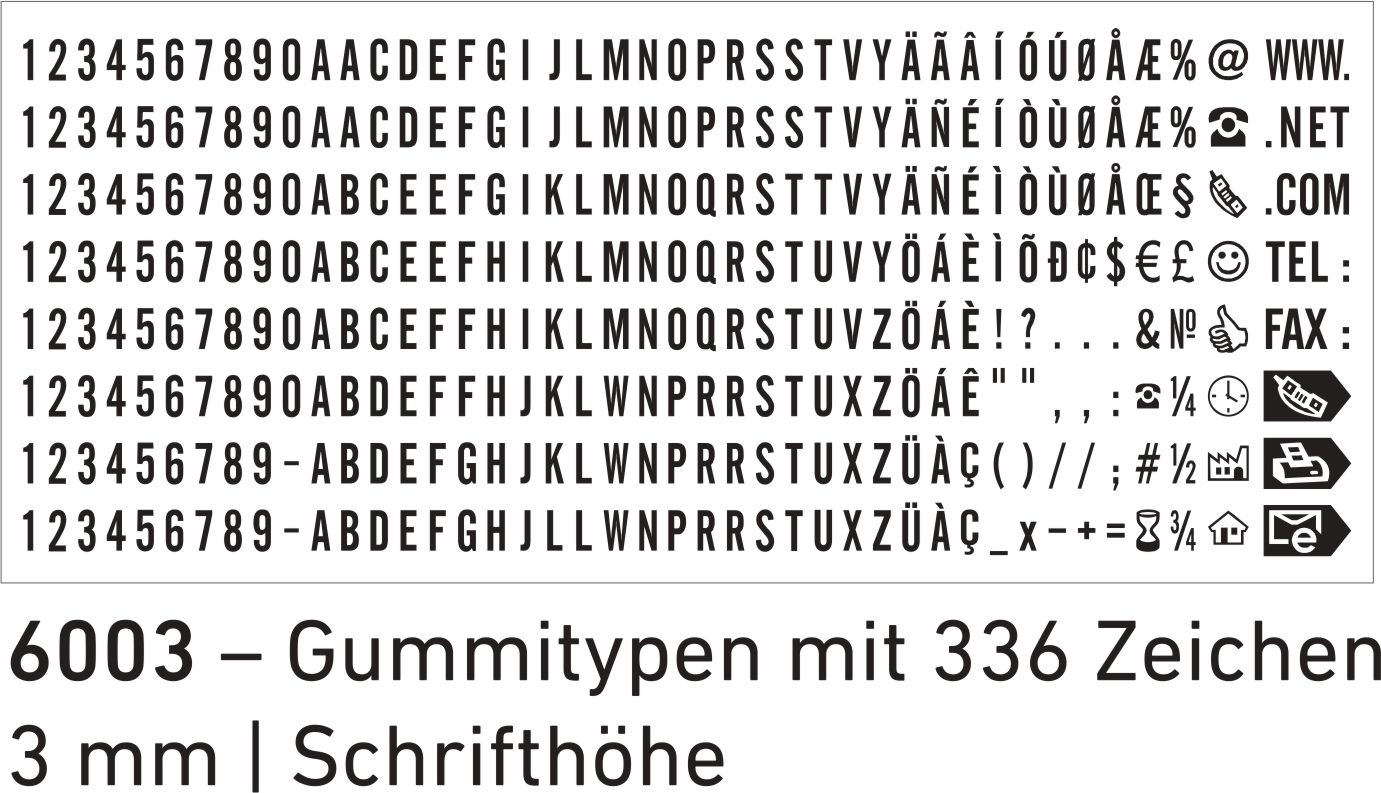 Trodat Printy 4911 Typomatic Gummitypen 6003
