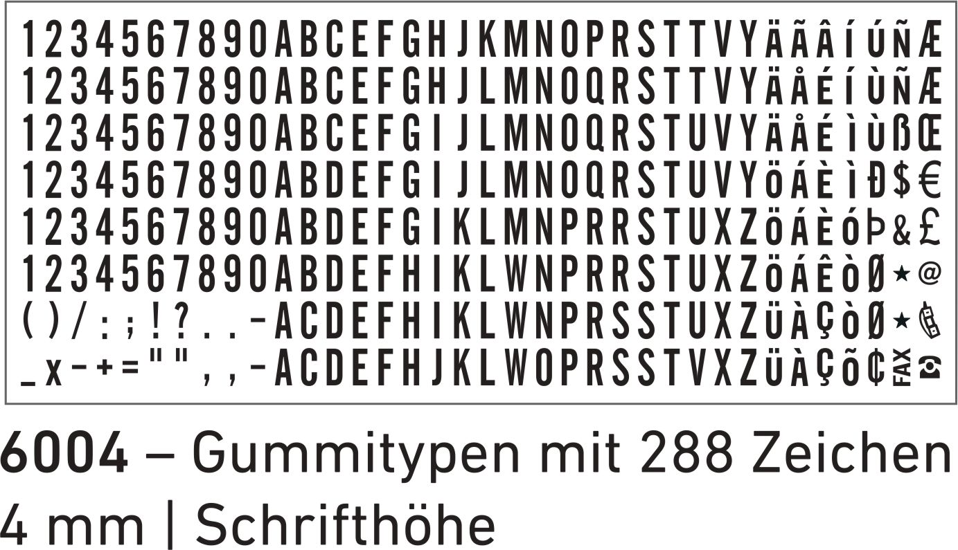 Trodat Printy 4927 Typomatic Gummitypen 6004