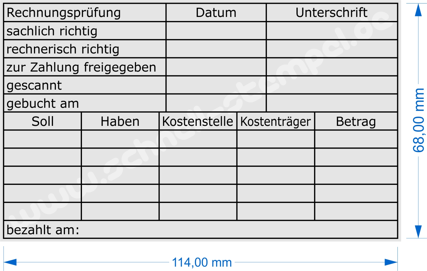 Stempel Musterabdruck Rechnungsprüfung Soll Haben Kostenstelle Kostenträger