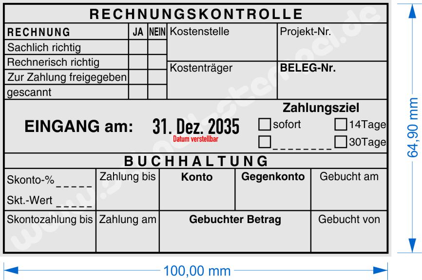 Muster Kontierungsstempel Rechnungskontrolle Buchhaltung