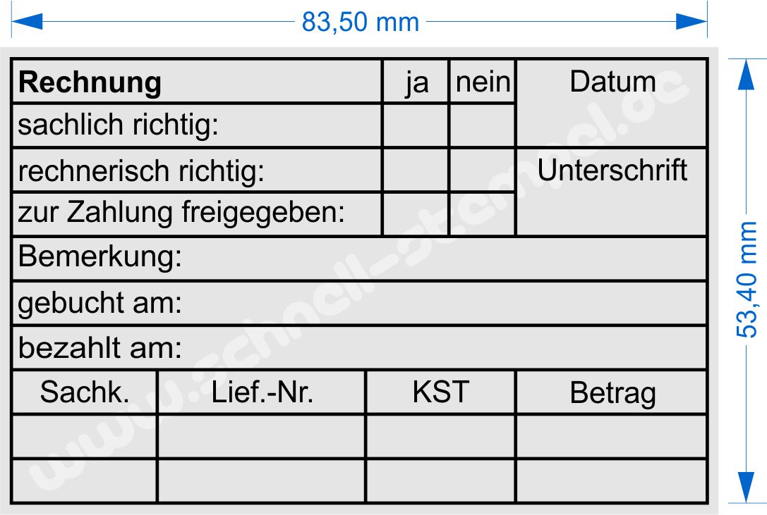 Buchungsstempel Rechnung sachlich richtig Gebucht von