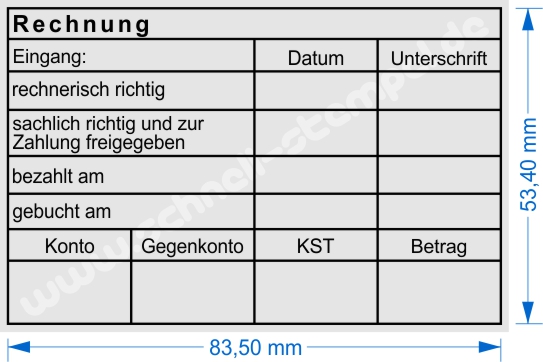 Rechnungstabellenstempel Konto Gegenkonto Kostenstelle Betrag