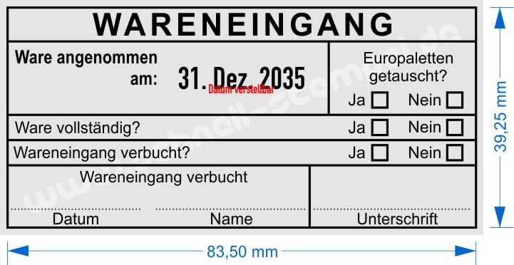 Stempel Wareneingang Ware vollständig verbucht