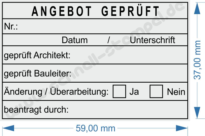 Stempelabdruck Angebot geprüft von Architekt und Bauleiter