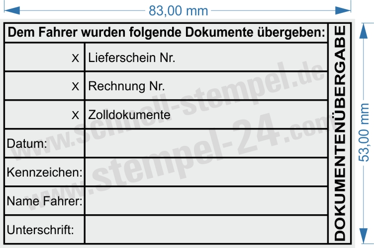 Stempel Dokumentenübergabe Ware Papier Zoll