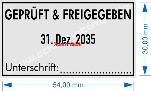 Stempel GEPRÜFT - FREIGEGEBEN - UNTERSCHRIFT