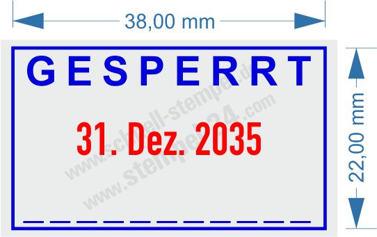 Abdruckmuster Blau-Rot Gesperrt Datum Unterschrift