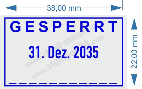 Abdruckmuster Blau Gesperrt Datum Unterschrift 