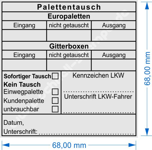 Trodat 5212 Musterabdruck Palettentausch Europalette Gitterbox