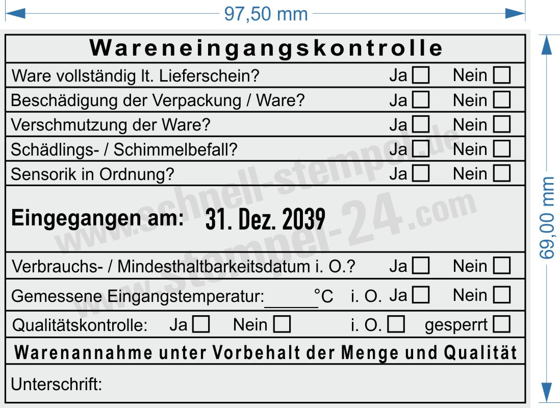 Muster Stempel Wareneingangskontrolle Qualität Eingangstemperatur Muster Stempel Wareneingangskontrolle Qualität Eingangstemperatur