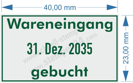 Abdruckmuster Grün Wareneingang Datum Gebucht