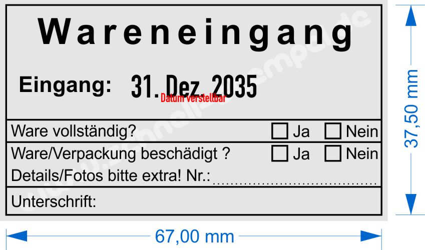 Stempel Musterabdruck Wareneingangskontrolle Transportschaden Details Foto