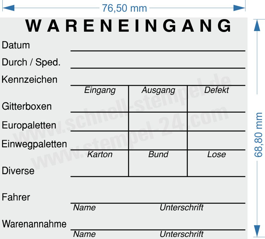 Stempel Wareneingang Gitterboxen Europaletten Einwegpaletten Diverse