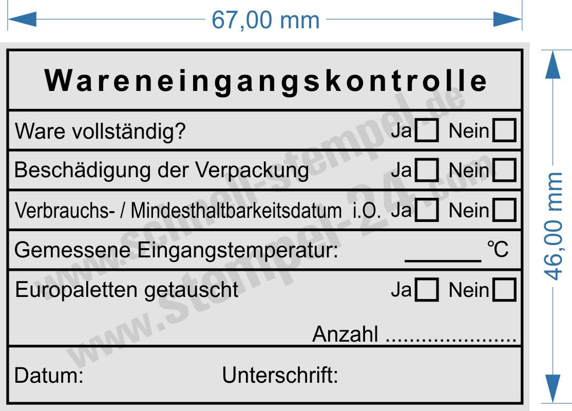 Stempel Wareneingangskontrolle Haltbarkeit Eingangstemperatur Vollständig Beschädigung Stempel Wareneingangskontrolle Haltbarkeit Eingangstemperatur Vollständig Beschädigung