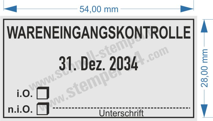 Stempel Wareneingangskontrolle io nio Unterschrift