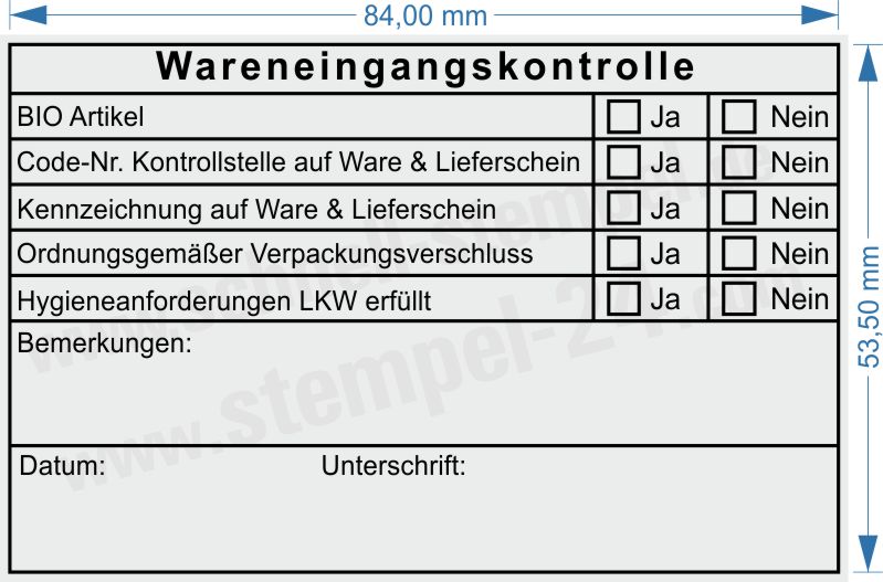 Stempel Warenkontrolle HACCP nach Grundsätzen und Hygieneanforderungen Stempel Warenkontrolle HACCP nach Grundsätzen und Hygieneanforderungen