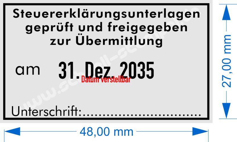 Stempel Steuererklärungsunterlagen geprüft und freigegeben zur Übermittlung