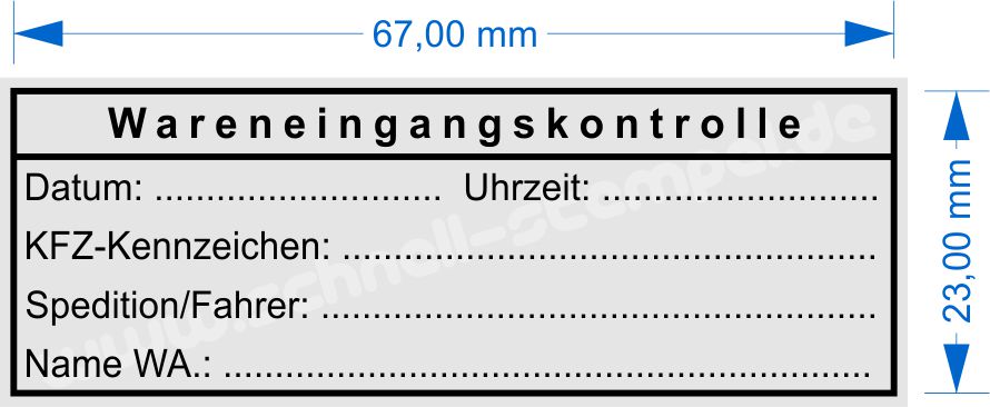 Muster Wareneingangsstempel Wareneingangskontrolle KFZ-Kennzeichen