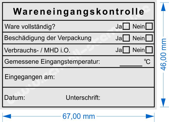 Trodat 5208 Musterabdruck Wareneingangskontrolle Mindesthaltbarkeitsdatum