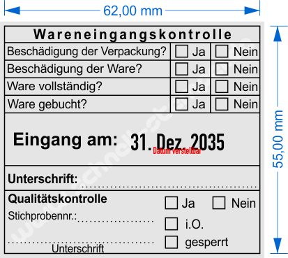 Wareneingangskontrollstempel Stichprobe