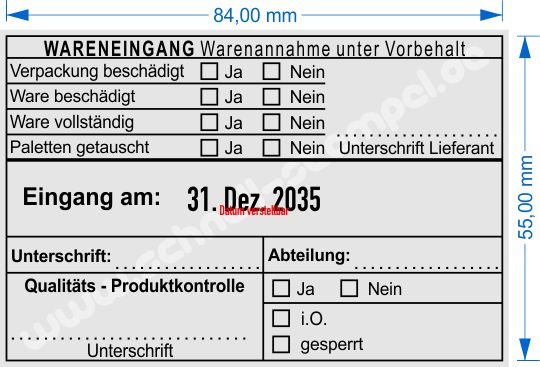 Wareneingangsstempel Lieferant