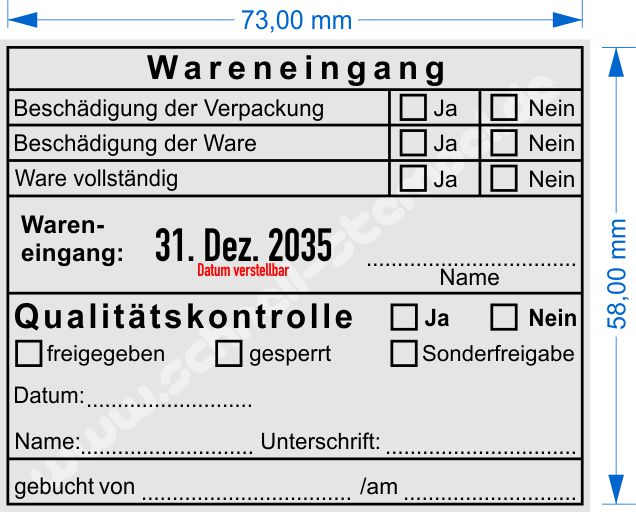 Muster Wareneingangsstempel Qualitätskontrolle