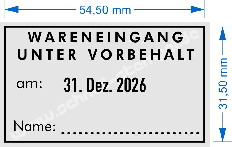 Stempel Wareneingang unter Vorbehalt am