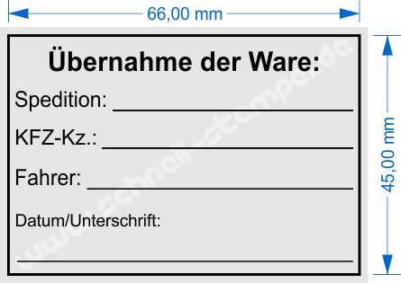 Musterstempel Übernahme der Ware