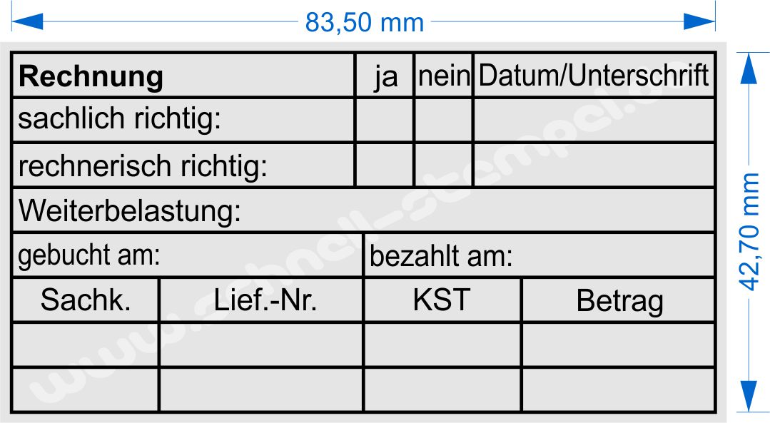 Stempel Musterabdruck Rechnung Weiterbelastung Gebucht