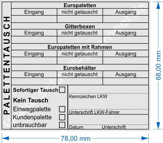 Stempel Musterabdruck Palettentausch Europalette Gitterbox Eurobehälter Europaletten 