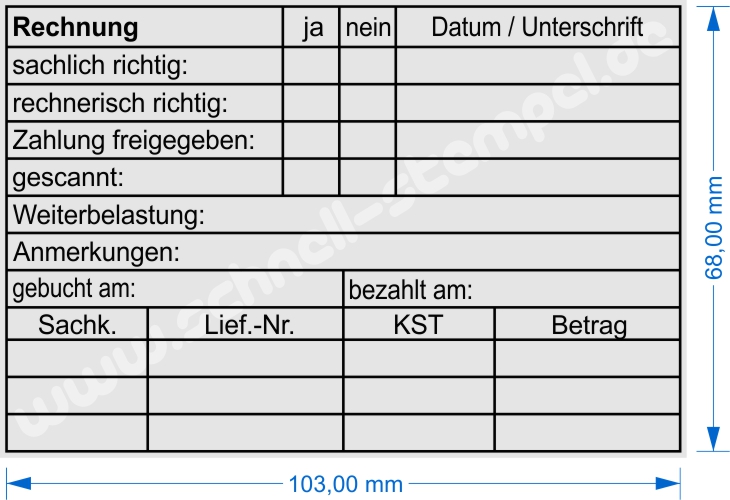 Muster Buchungsstempel Weiterbelastung