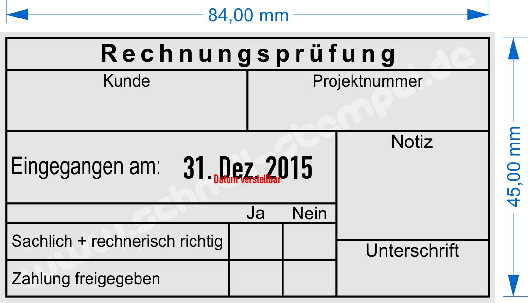 Musterabdruck Kontierungsstempel Rechnungsprüfung Notiz