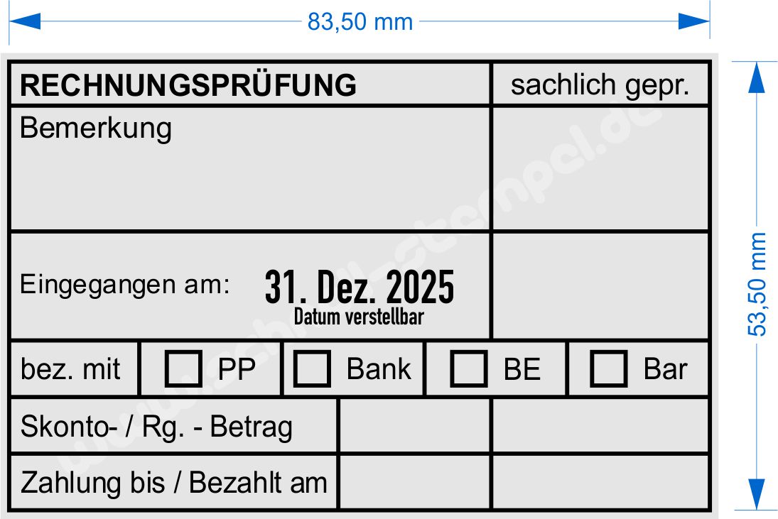 Abdruckmuster Rechnungsstempel Bankeinzug Skonto Zahlung mit PayPal-Bank-Bankeinzug-Barzahlung