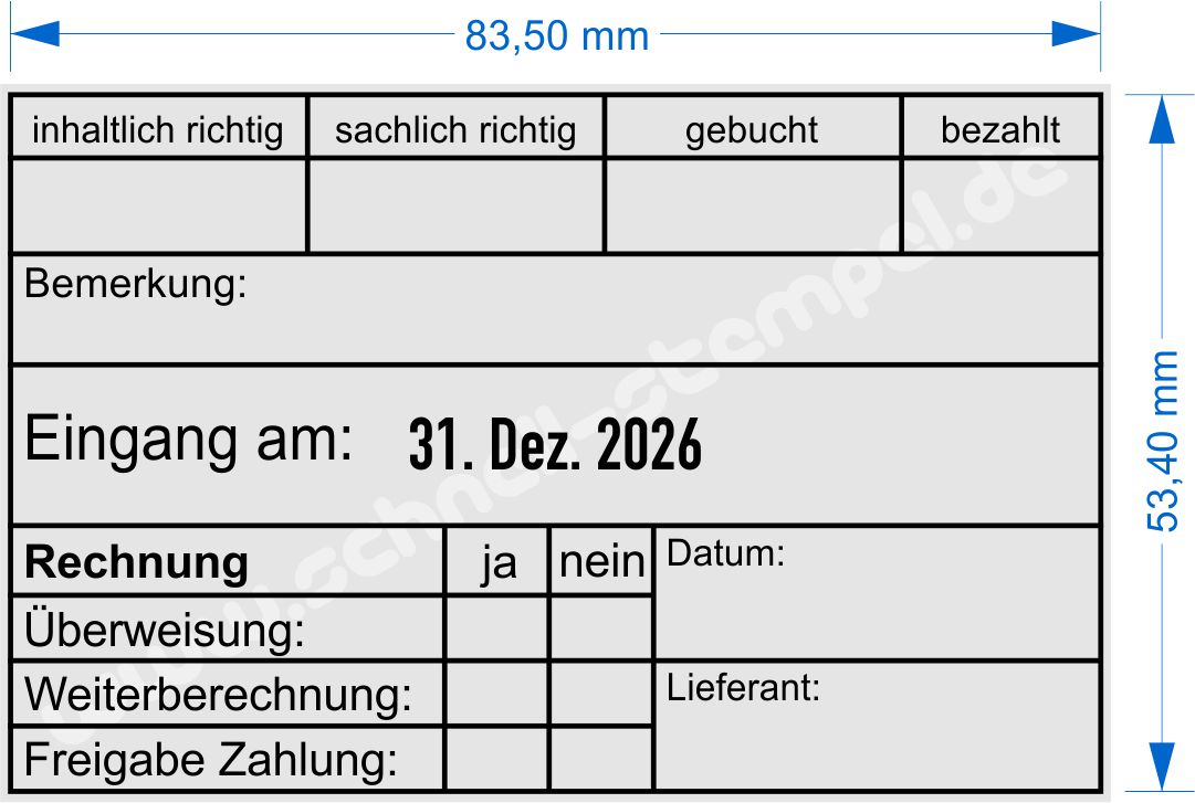Abdruckmuster Rechnungsstempel Gebucht Lieferant Überweisung Freigabe Zahlung