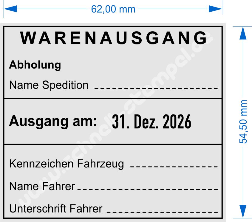 Abdruckmuster Warenausgangsstempel Spedition Abholung