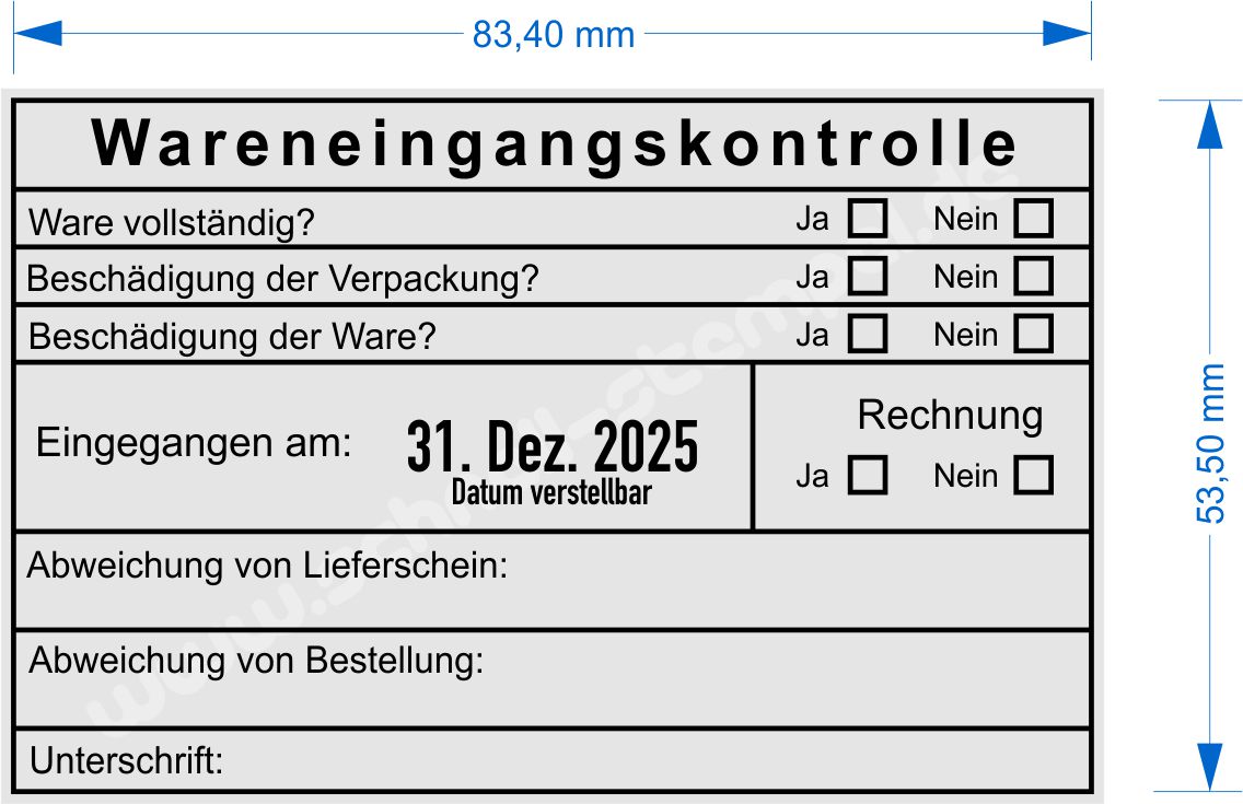 Stempel Musterabdruck Wareneingangskontrolle Abweichungen