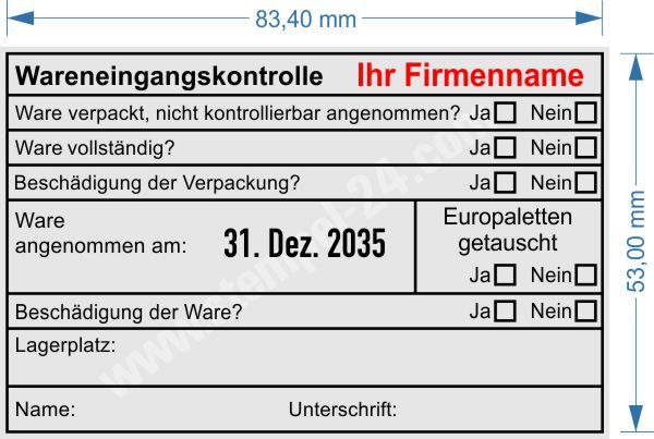 Musterstempel Wareneingangskontrolle Firma