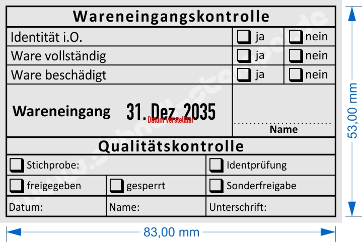 Musterabdruck Wareneingangskontrolle Identprüfung