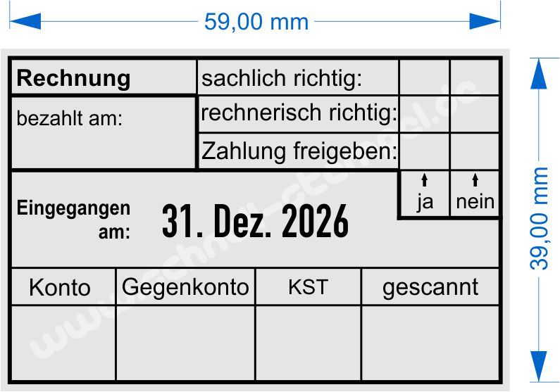 Muster Kontierungsstempel Rechnung sachlich-richtig rechnerisch-richtig Zahlung-freigegeben Bezahlt-am Konto Gegenkonto KST gescannt