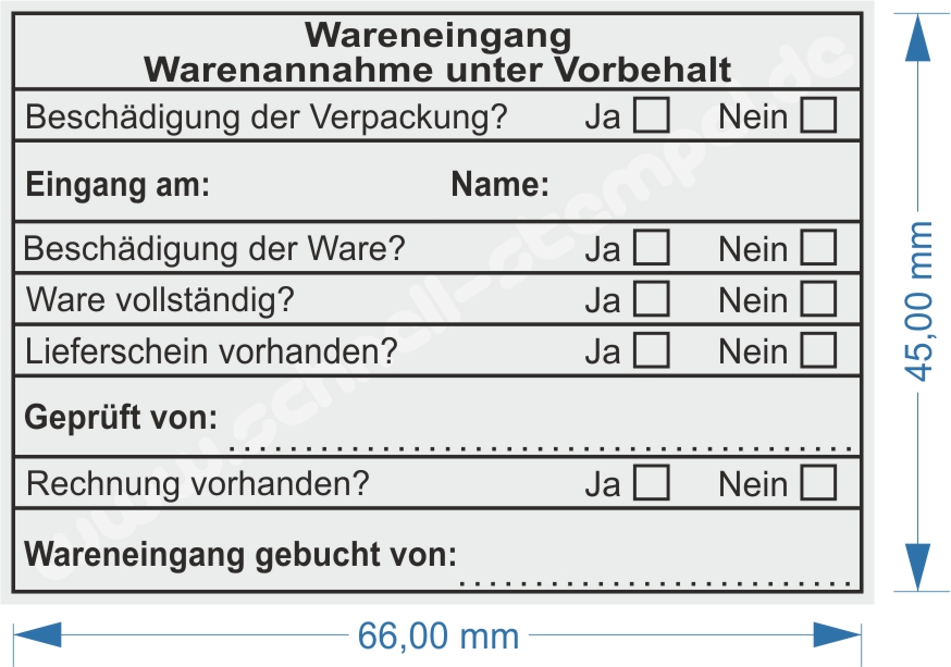 Stempel Wareneingang gebucht von