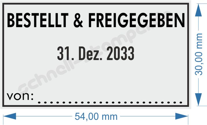 Stempel Bestellt und Freigegeben